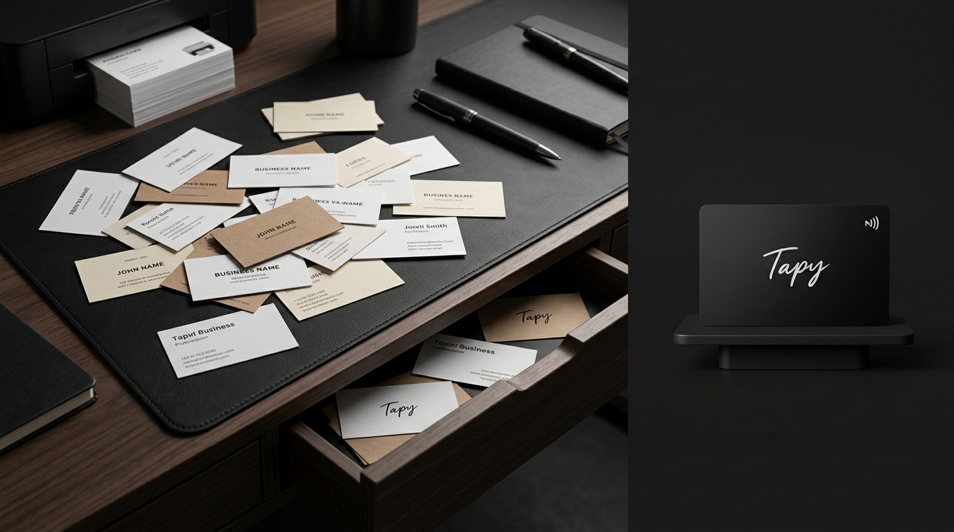 Pile de cartes de visite traditionnelles éparpillées sur un bureau